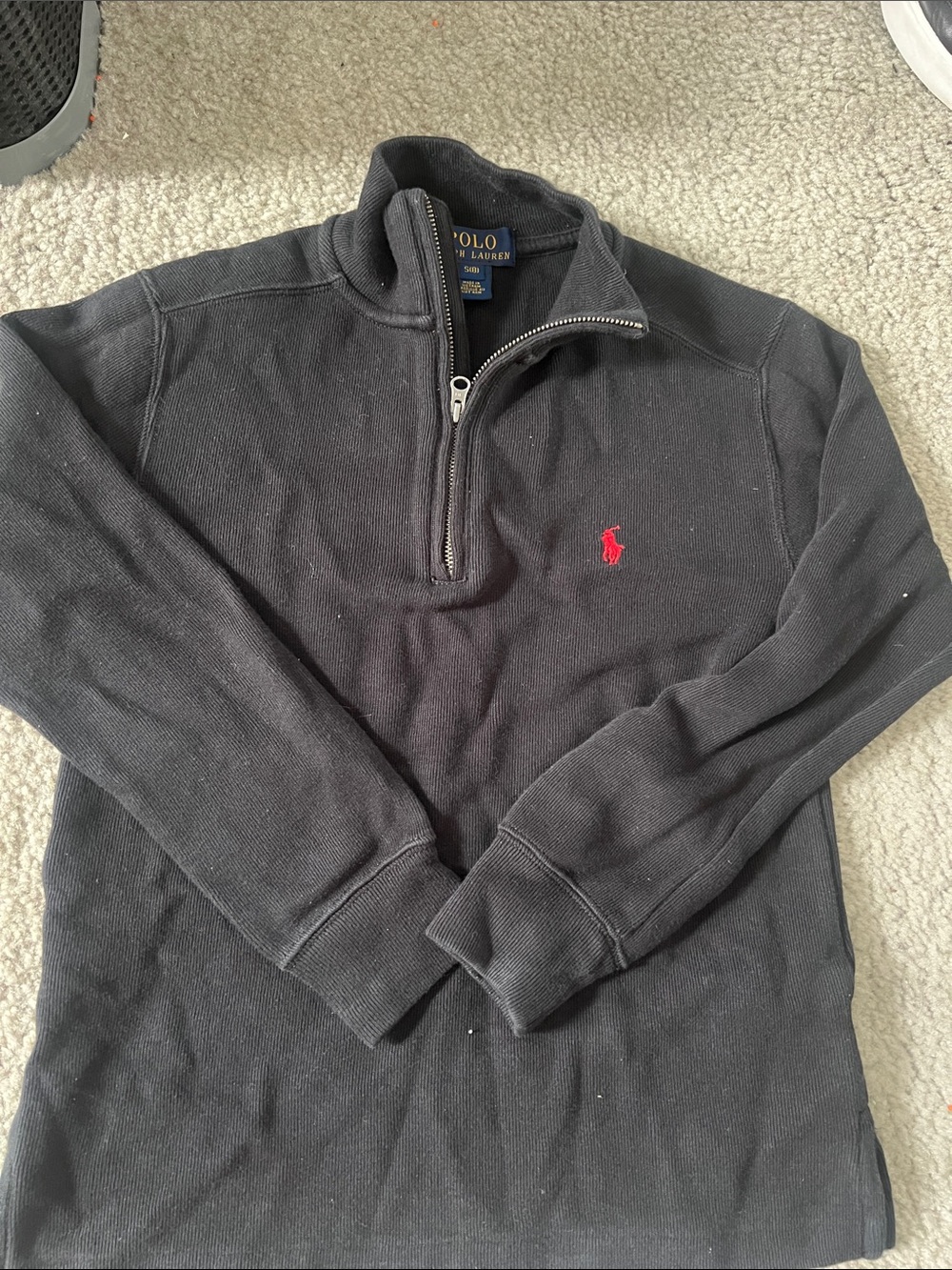 Polo by Ralph Lauren Black Half-Zip Sweater with Red Pony